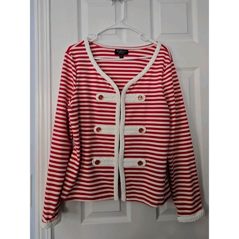 Katherine New York Womans Sailer Blazer Size XL Red & White